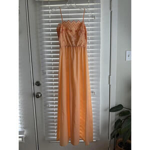 Gorgeous 70's Vintage Spaghetti Strap Peach Taffeta Dress